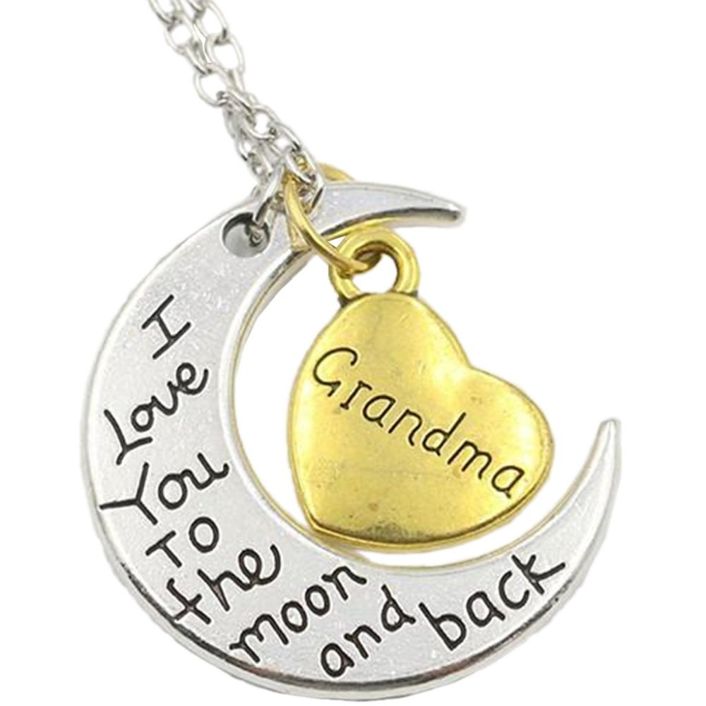 Grandma "I Love You To The Moon and Back" Silver & Gold Pendant Necklace
